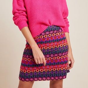 Anthropologie Hutch Ellen Embroidered Mini Skirt